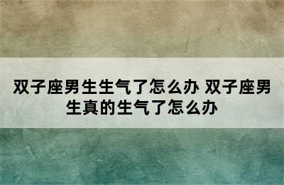 双子座男生生气了怎么办 双子座男生真的生气了怎么办